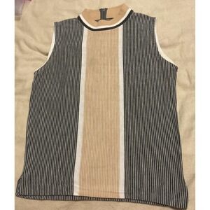 Vintage Haymaker Sweater Vest Womens Medium Multicolor Striped Mock Neck‎ 70s